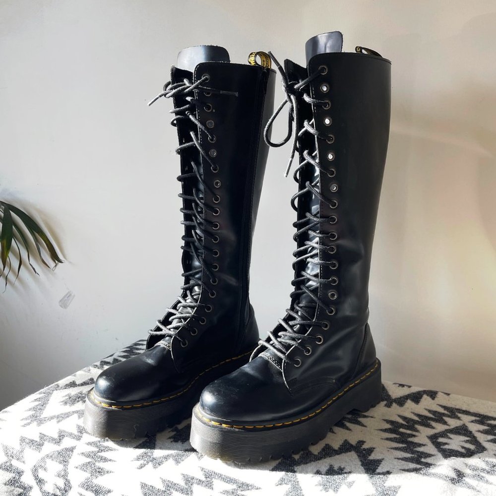 Dr. Martens Black Tall Lace-Up Combat Boots
